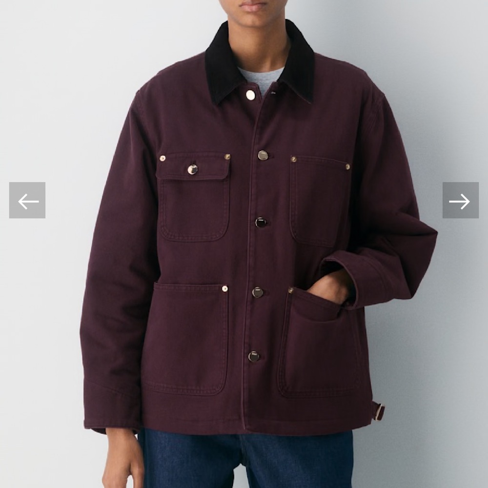 Aritzia Burgundy Utility Jacket with Black Collar Barnett